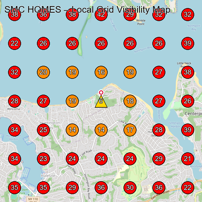 SMC HOMES GeoGrid visibility map for Contractor in Northport